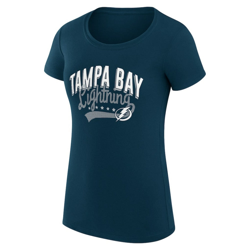 NHL Tampa Bay Lightning G-III 4Her by Carl Banks Women's Super-Slim Fit Lightweight Filigree Logo T-Shirt – Navy