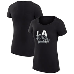 NHL Los Angeles Kings G-III 4Her by Carl Banks Women's Super-Slim Fit Lightweight Filigree Logo T-Shirt – Black