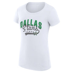 NHL Dallas Stars G-III 4Her by Carl Banks Women's Super-Slim Fit Lightweight Filigree Logo T-Shirt – White