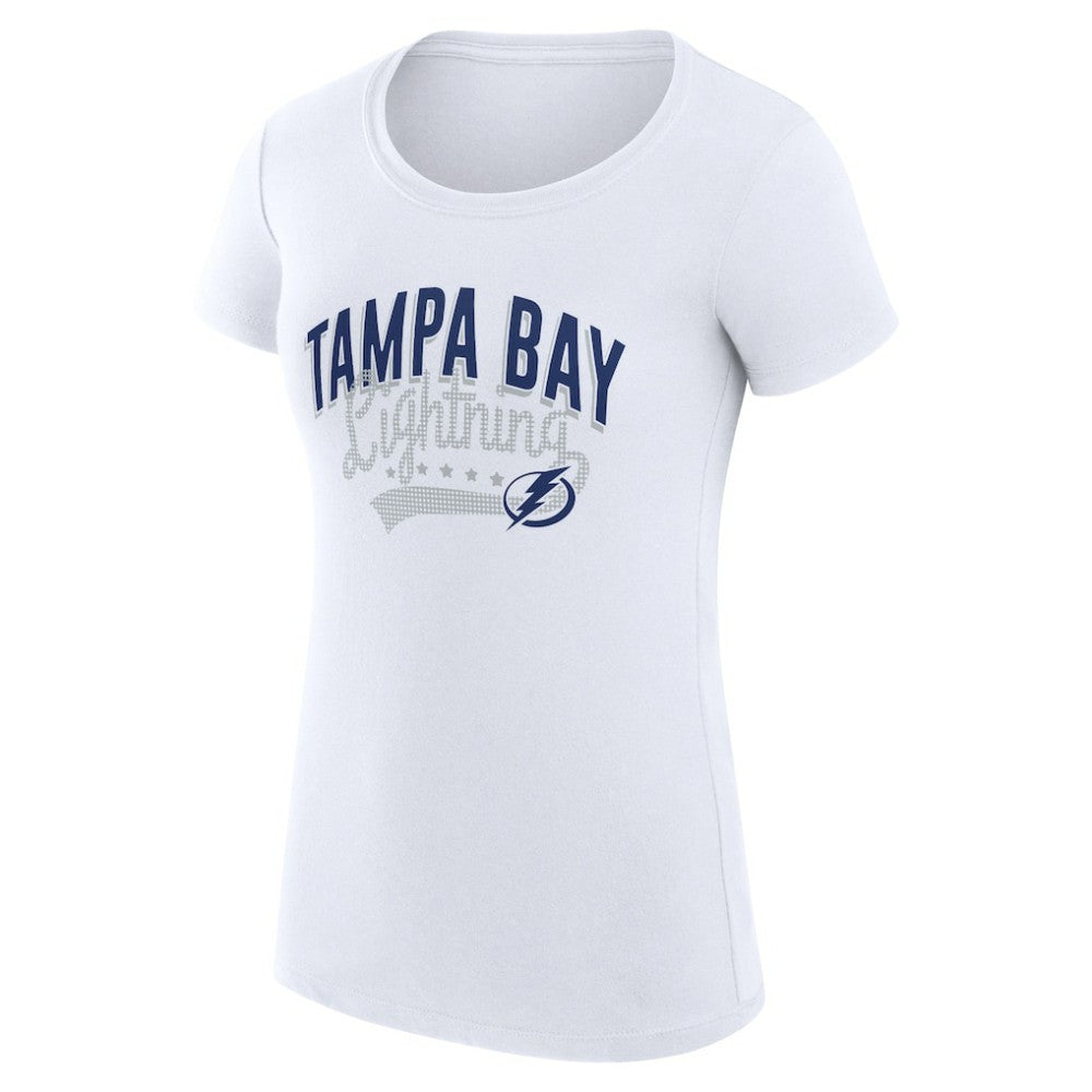 NHL Tampa Bay Lightning G-III 4Her by Carl Banks Women's Super-Slim Fit Lightweight Filigree Logo T-Shirt – White