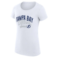 NHL Tampa Bay Lightning G-III 4Her by Carl Banks Women's Super-Slim Fit Lightweight Filigree Logo T-Shirt – White
