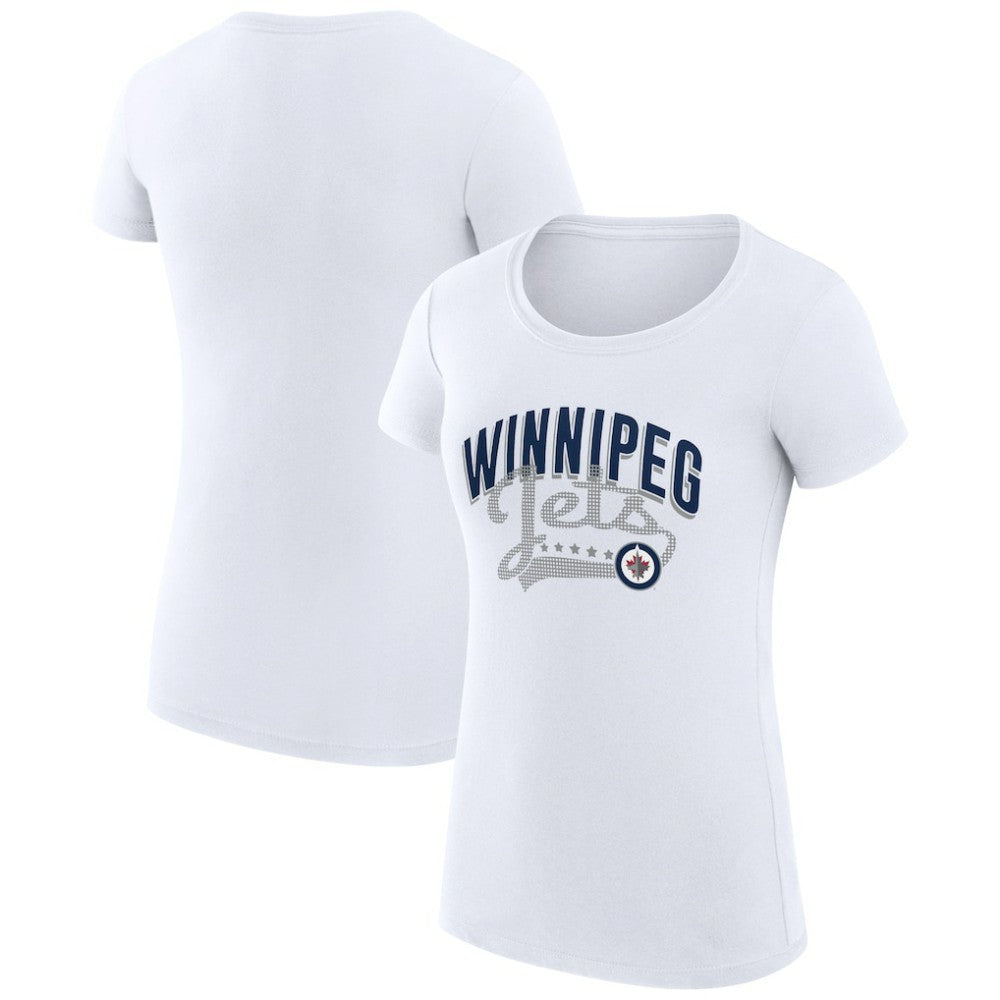 NHL Winnipeg Jets G-III 4Her by Carl Banks Women's Super-Slim Fit Lightweight Filigree Logo T-Shirt – White