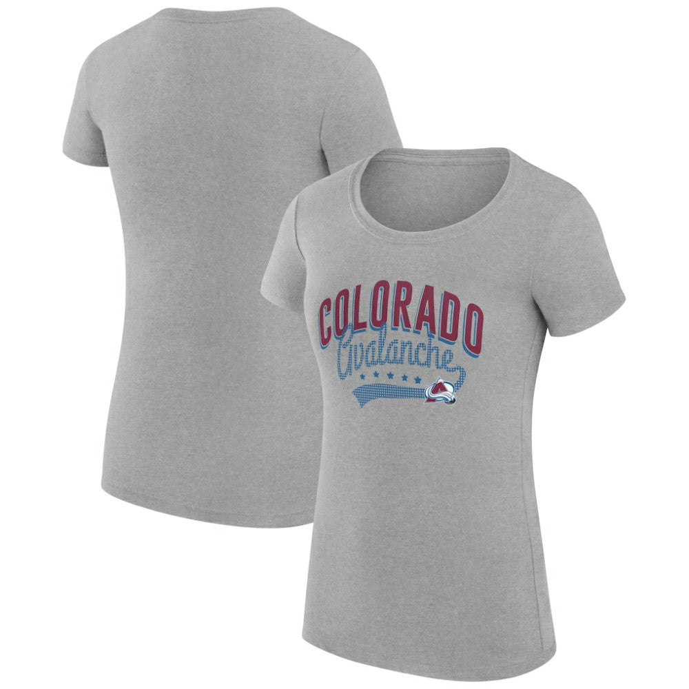 NHL Colorado Avalanche G-III 4Her by Carl Banks Women's Super-Slim Fit Lightweight Filigree Logo T-Shirt – Gray