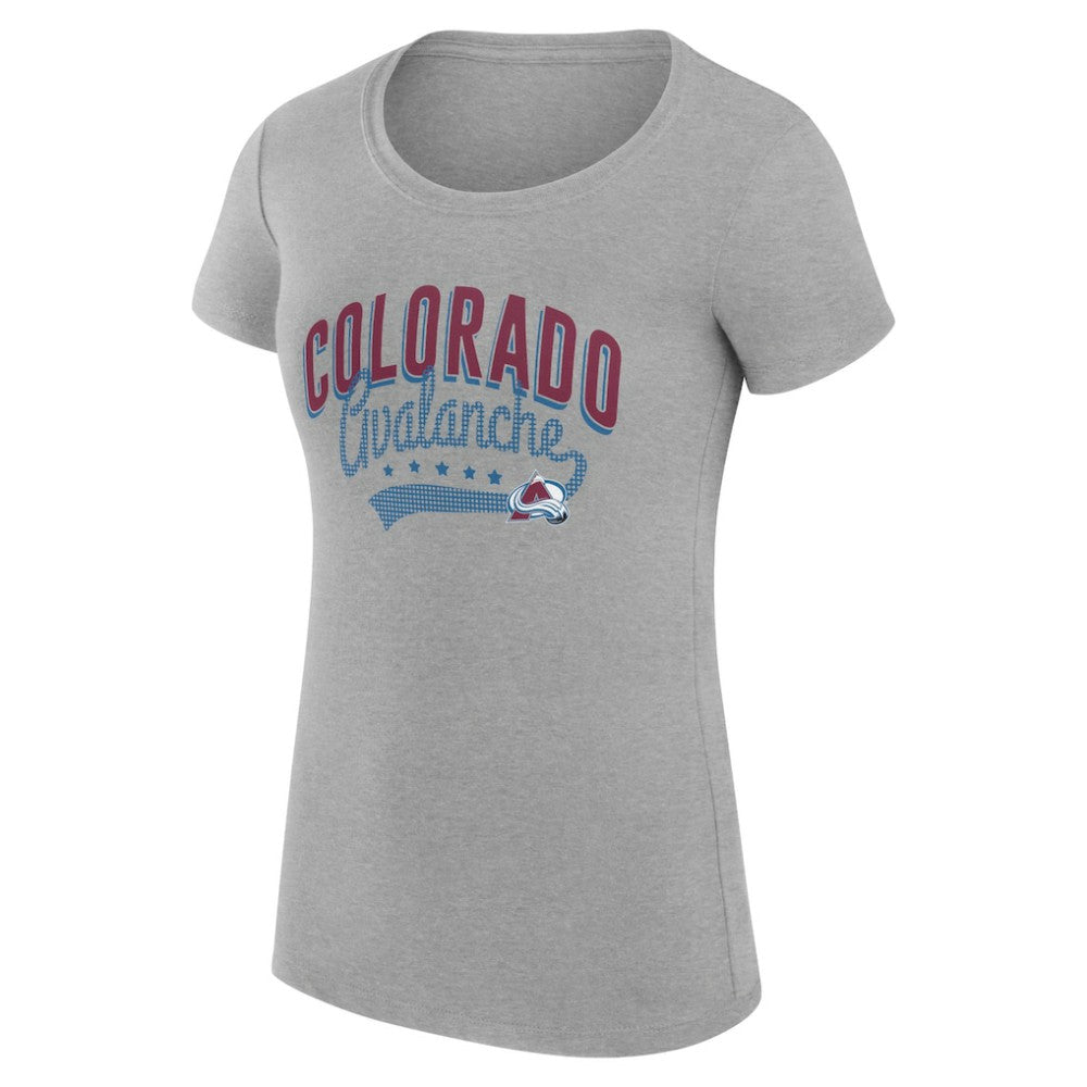NHL Colorado Avalanche G-III 4Her by Carl Banks Women's Super-Slim Fit Lightweight Filigree Logo T-Shirt – Gray