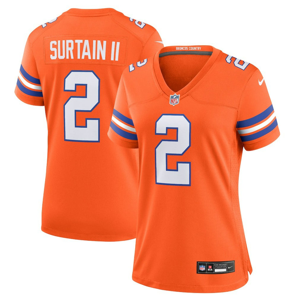 Patrick Surtain II  Women's Mile High Collection 1977 Throwback Player Game Jersey - Denver Broncos Jerseys