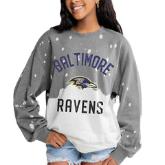Gameday Couture Women's Oversized Coin Toss Faded French Terry Tri-Blend Pullover Sweatshirt - Baltimore Ravens Pullover