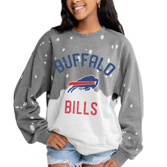 Gameday Couture Women's Oversized Coin Toss Faded French Terry Tri-Blend Pullover Sweatshirt - Buffalo Bills Pullover