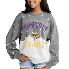 Gameday Couture Women's Oversized Coin Toss Faded French Terry Tri-Blend Pullover Sweatshirt - Minnesota Vikings Pullover