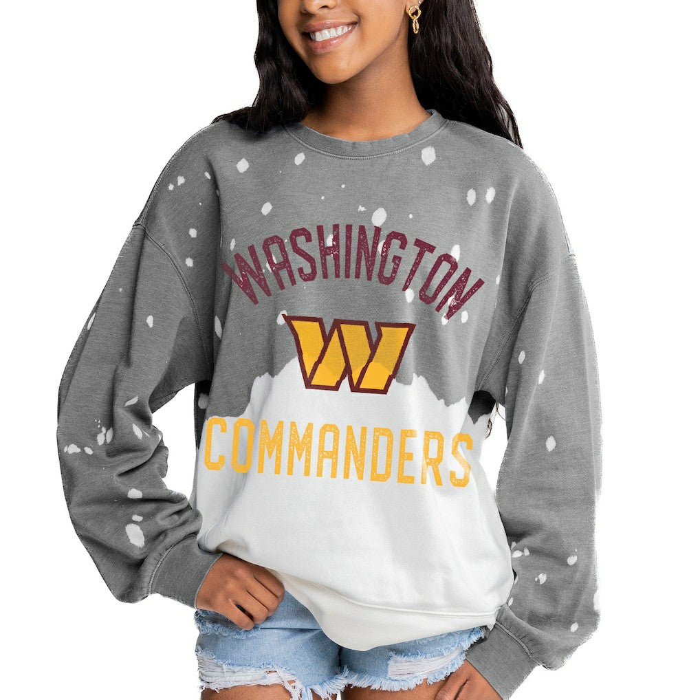 Gameday Couture Women's Oversized Coin Toss Faded French Terry Tri-Blend Pullover Sweatshirt - Washington Commanders Pullover