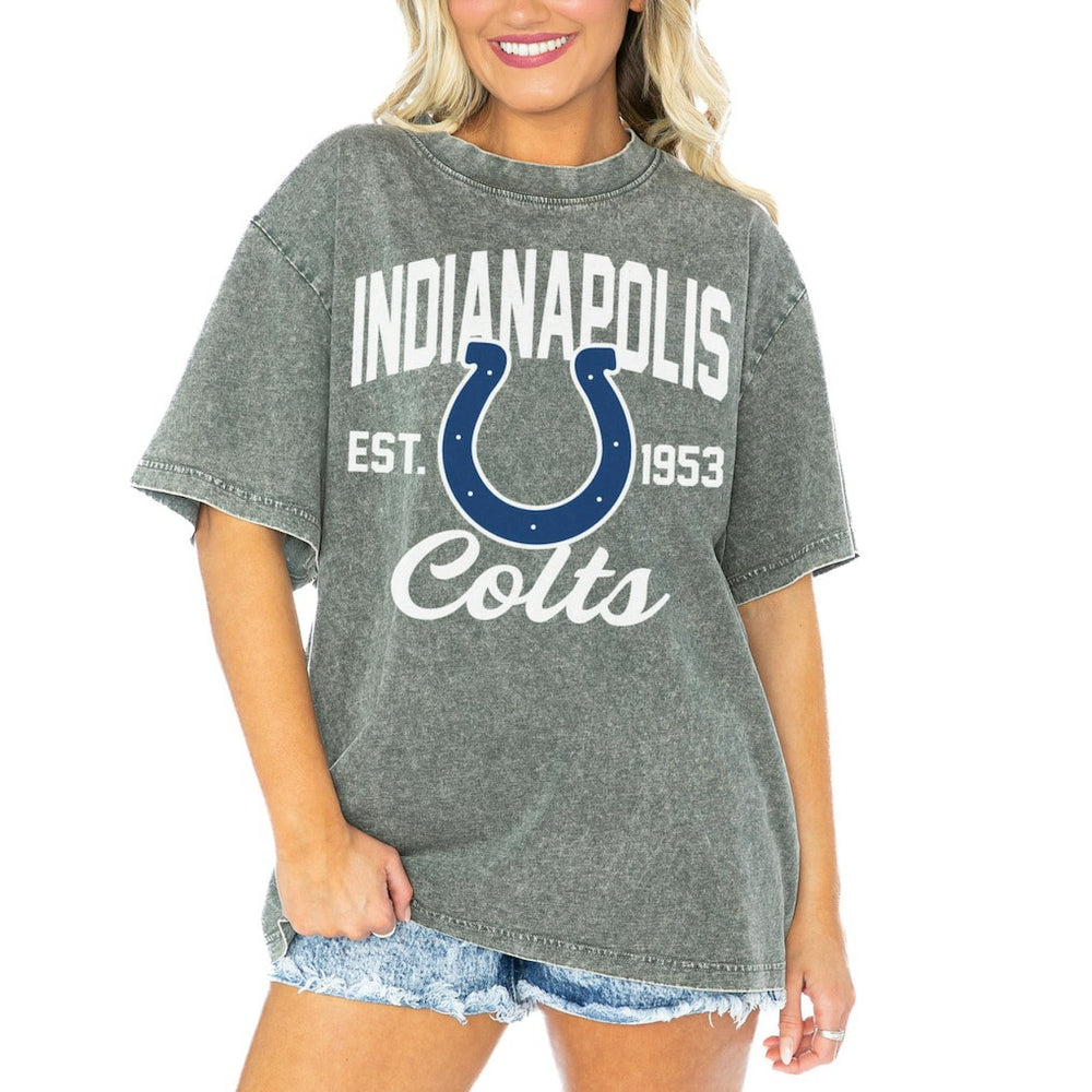 Gameday Couture Women's Tackle Titan Boyfriend Washed T-Shirt - Indianapolis Colts T-shirts