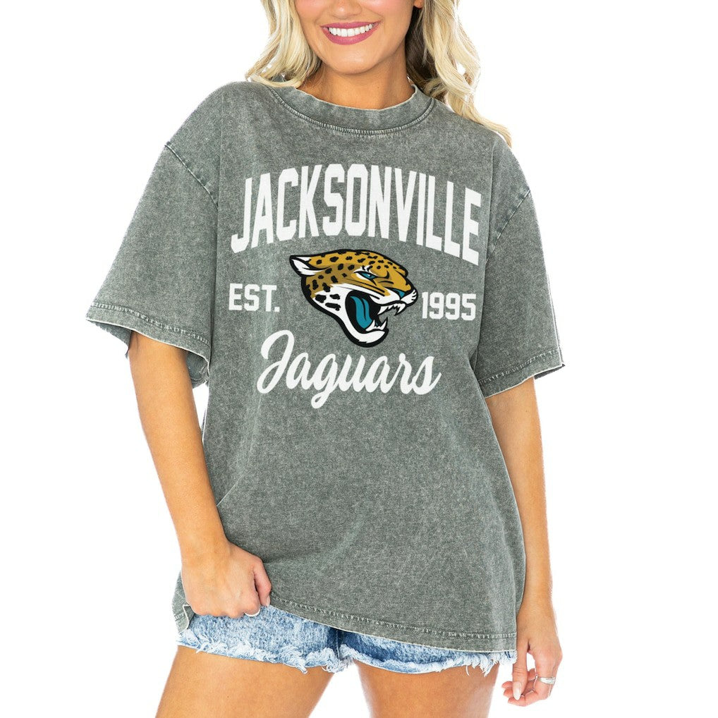 Gameday Couture Women's Tackle Titan Boyfriend Washed T-Shirt - Jacksonville Jaguars T-shirts