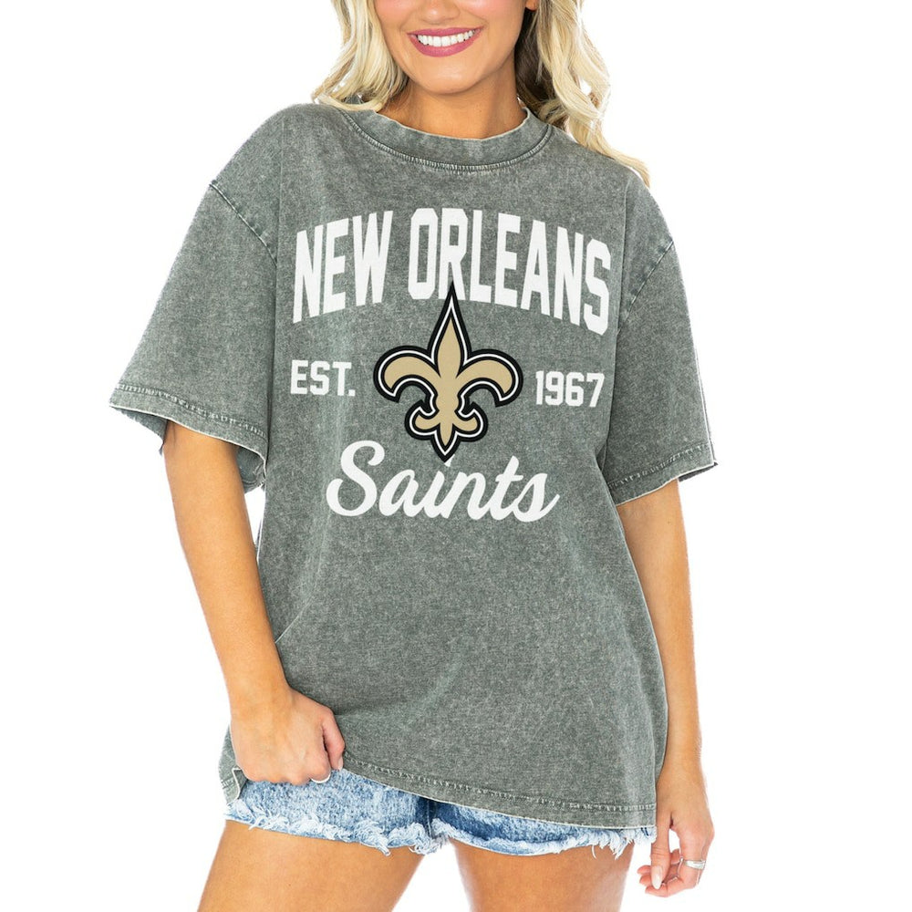 Gameday Couture Women's Tackle Titan Boyfriend Washed T-Shirt - New Orleans Saints T-shirts