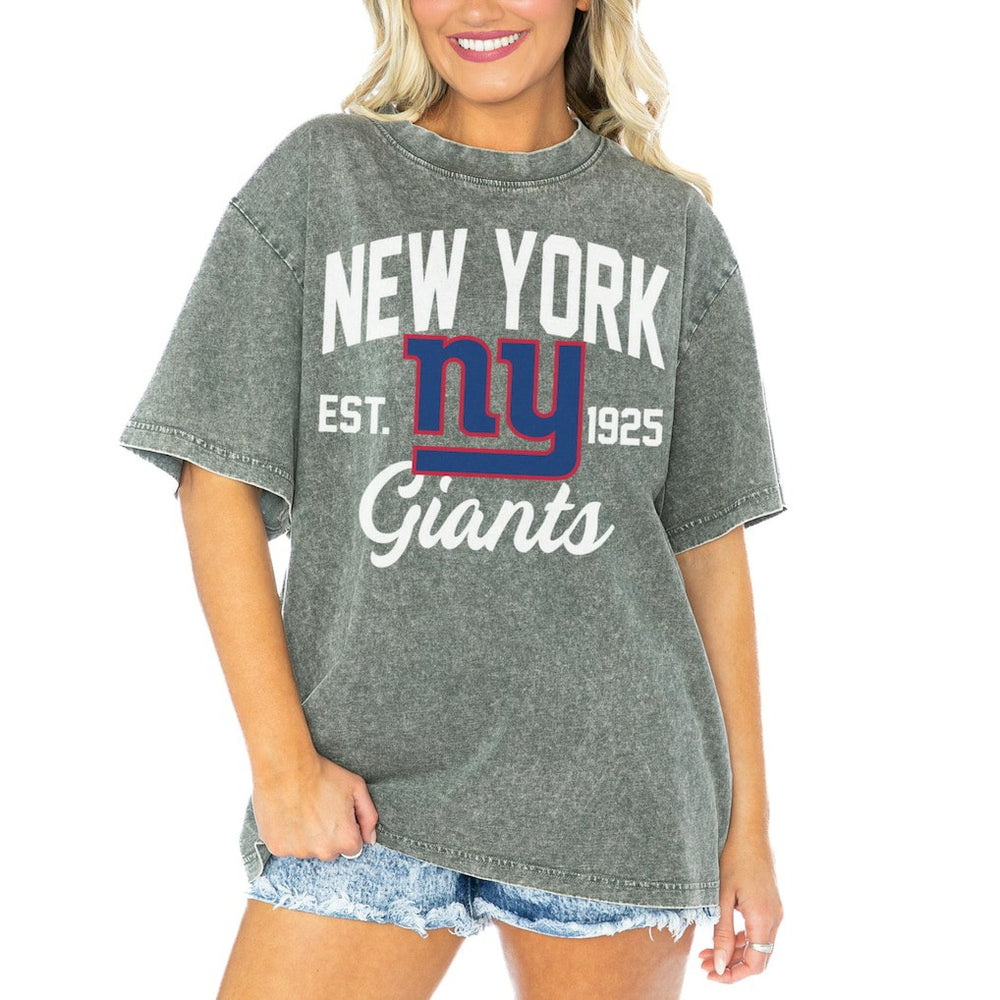 Gameday Couture Women's Tackle Titan Boyfriend Washed T-Shirt - New York Giants T-shirts
