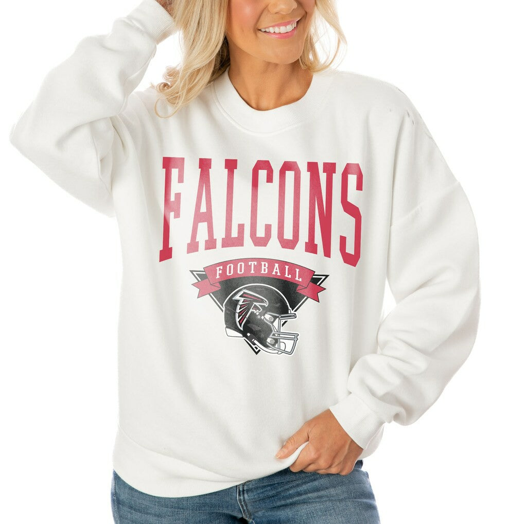 Gameday Couture Women's Oversized Yard Line Tri-Blend Pullover Sweatshirt - Atlanta Falcons Pullover