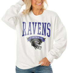 Gameday Couture Women's Oversized Yard Line Tri-Blend Pullover Sweatshirt - Baltimore Ravens Pullover