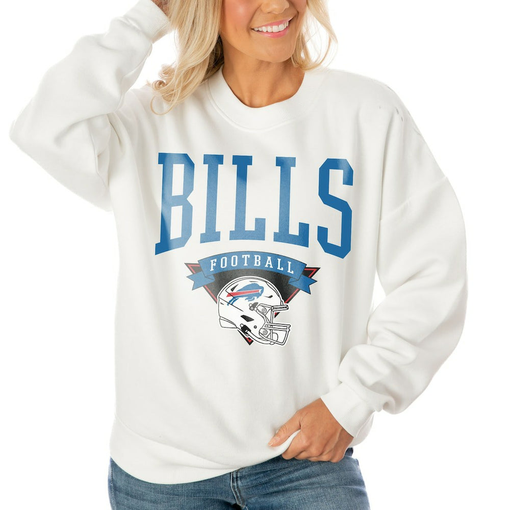 Gameday Couture Women's Oversized Yard Line Tri-Blend Pullover Sweatshirt - Buffalo Bills Pullover