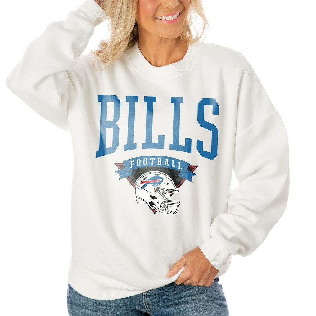 Gameday Couture Women's Oversized Yard Line Tri-Blend Pullover Sweatshirt - Buffalo Bills Pullover