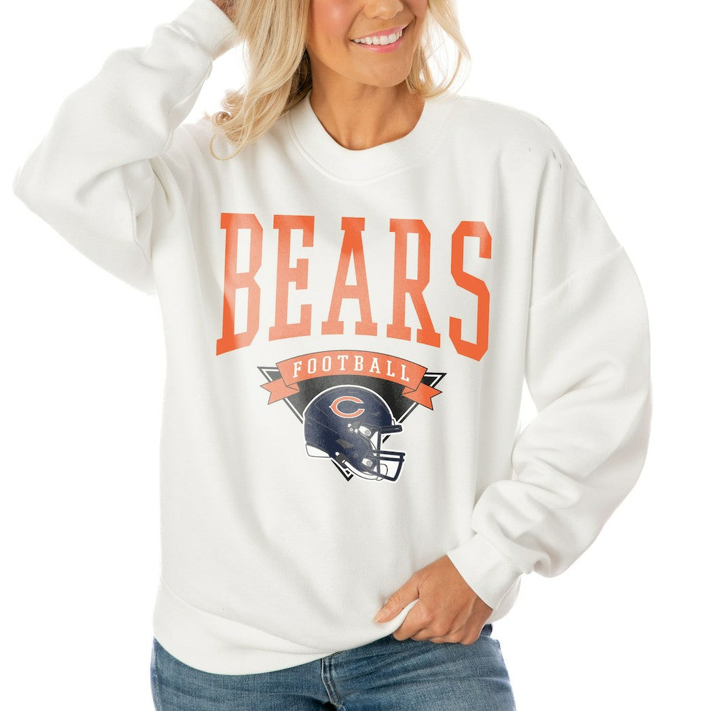 Gameday Couture Women's Oversized Yard Line Tri-Blend Pullover Sweatshirt - Chicago Bears Pullover