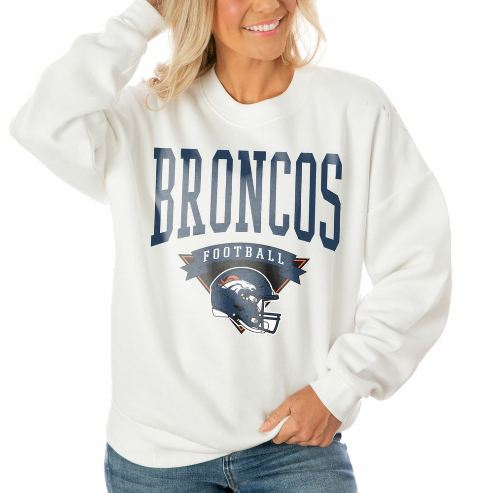 Gameday Couture Women's Oversized Yard Line Tri-Blend Pullover Sweatshirt - Denver Broncos Pullover