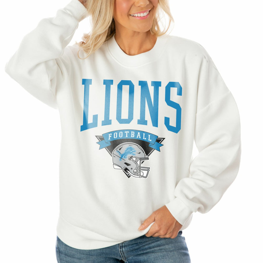 Gameday Couture Women's Oversized Yard Line Tri-Blend Pullover Sweatshirt - Detroit Lions Pullover