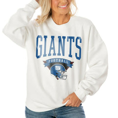 Gameday Couture Women's Oversized Yard Line Tri-Blend Pullover Sweatshirt - New York Giants Pullover