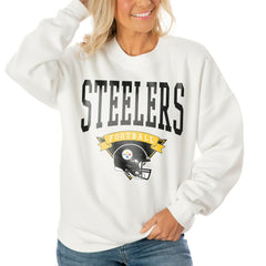 Gameday Couture Women's Oversized Yard Line Tri-Blend Pullover Sweatshirt - Pittsburgh Steelers Pullover