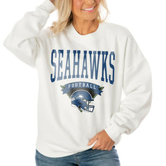 Gameday Couture Women's Oversized Yard Line Tri-Blend Pullover Sweatshirt - Seattle Seahawks Pullover