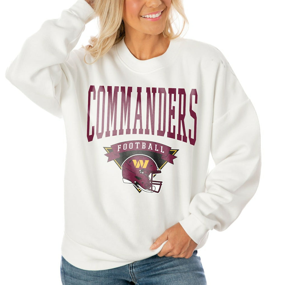 Gameday Couture Women's Oversized Yard Line Tri-Blend Pullover Sweatshirt - Washington Commanders Pullover