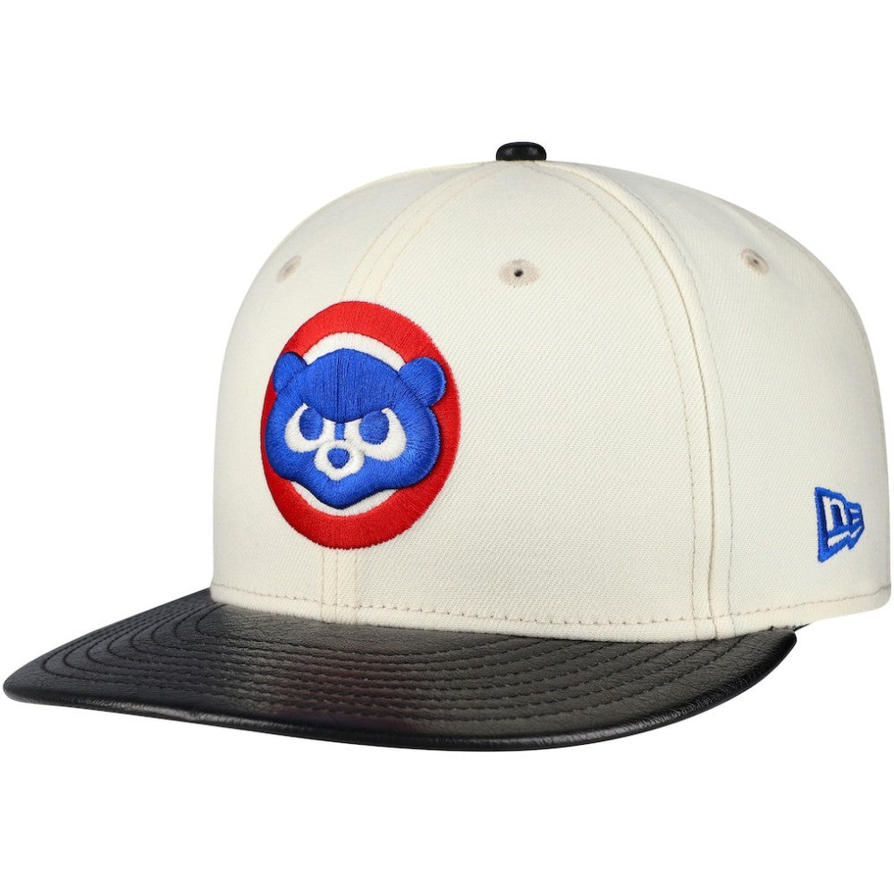 Cream Chicago Cubs New Era Game Night Leather Visor 59FIFTY Fitted Hat
