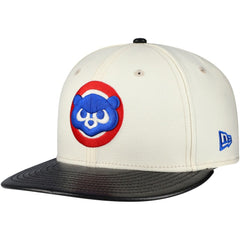 Cream Chicago Cubs New Era Game Night Leather Visor 59FIFTY Fitted Hat