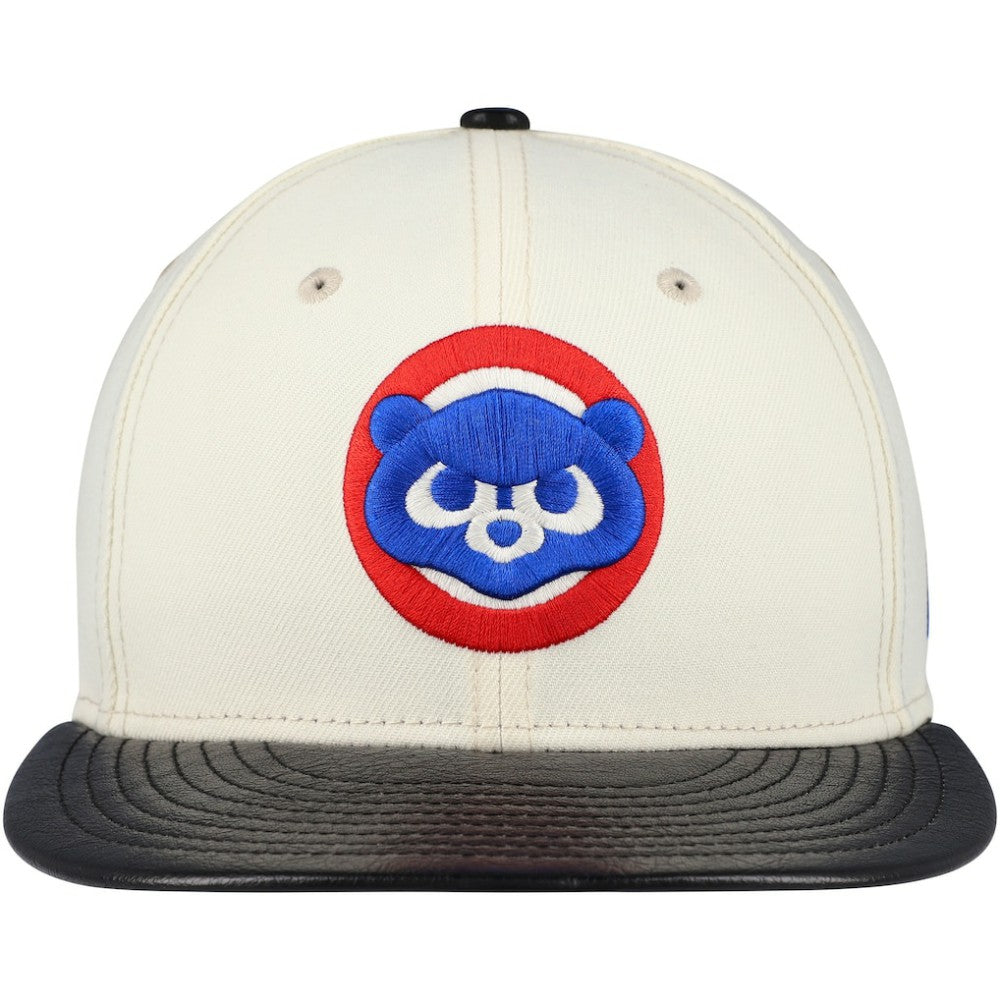 Cream Chicago Cubs New Era Game Night Leather Visor 59FIFTY Fitted Hat