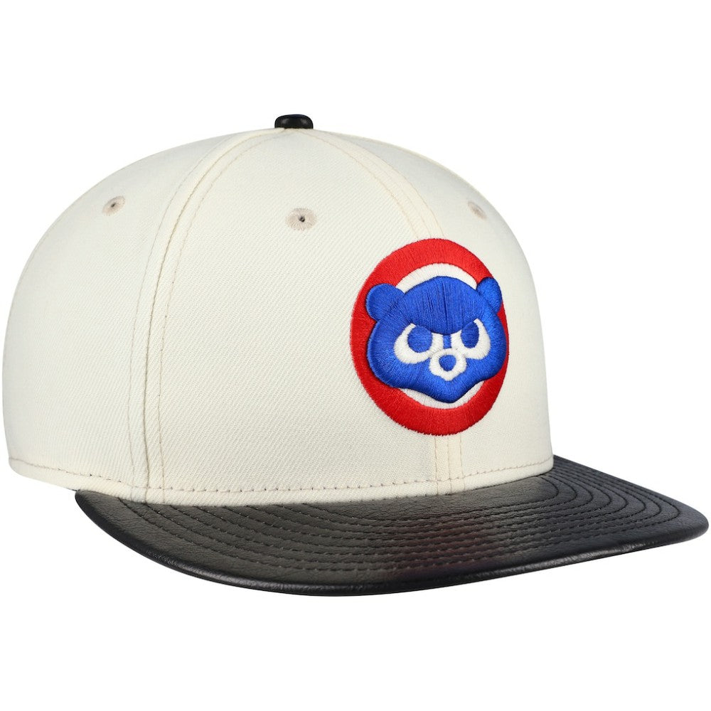 Cream Chicago Cubs New Era Game Night Leather Visor 59FIFTY Fitted Hat