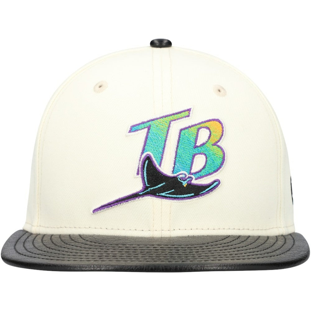 Cream Tampa Bay Rays New Era Game Night Leather Visor 59FIFTY Fitted Hat
