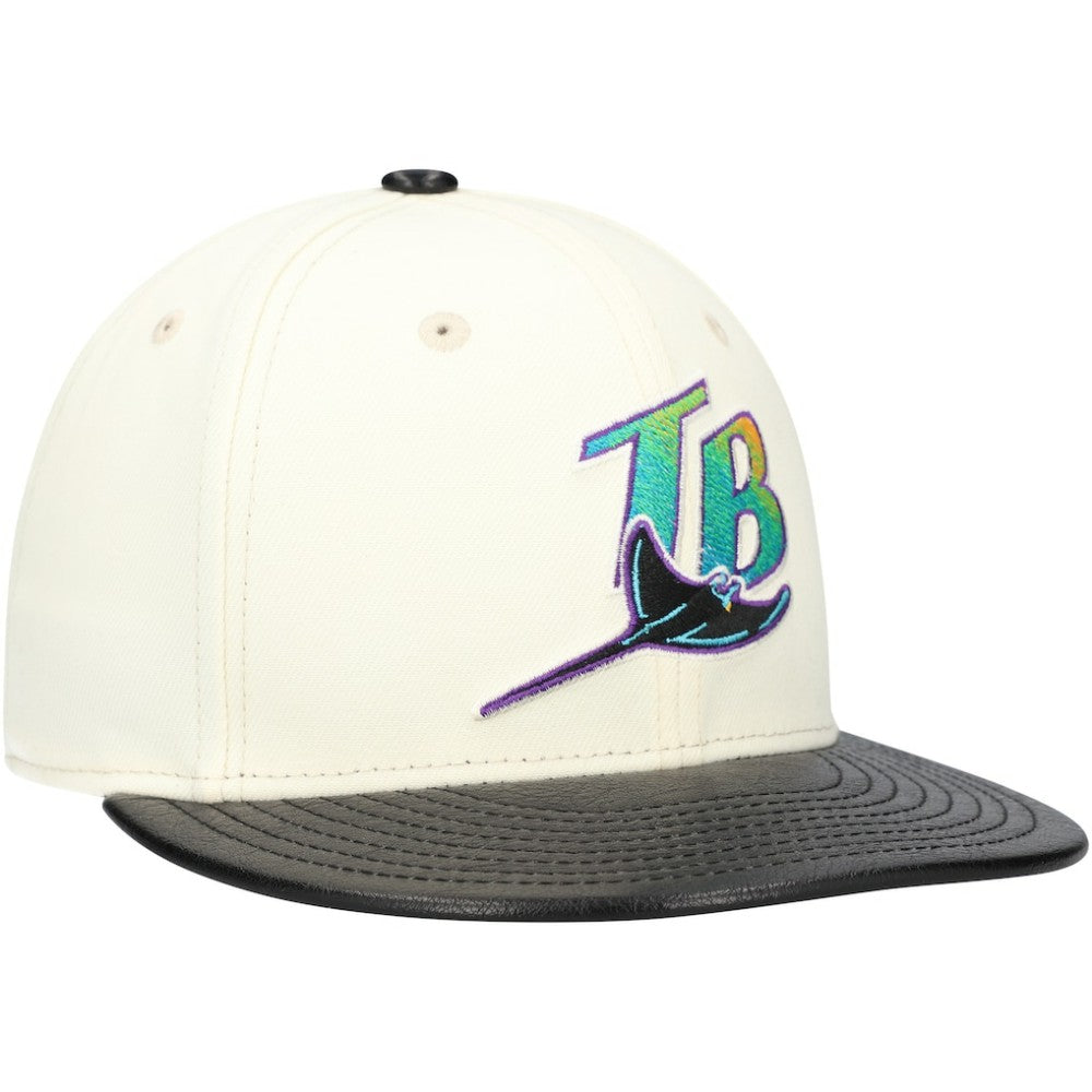 Cream Tampa Bay Rays New Era Game Night Leather Visor 59FIFTY Fitted Hat