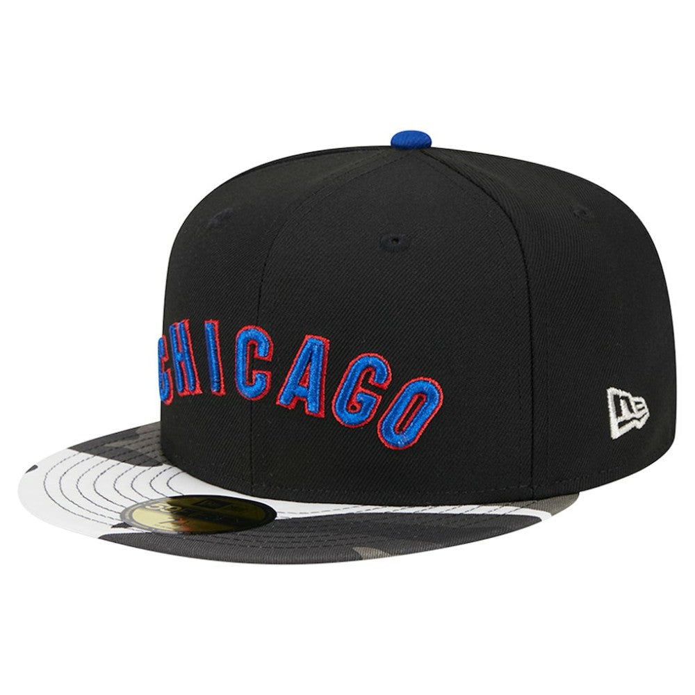 Black Chicago Cubs New Era Metallic Camo 59FIFTY Fitted Hat