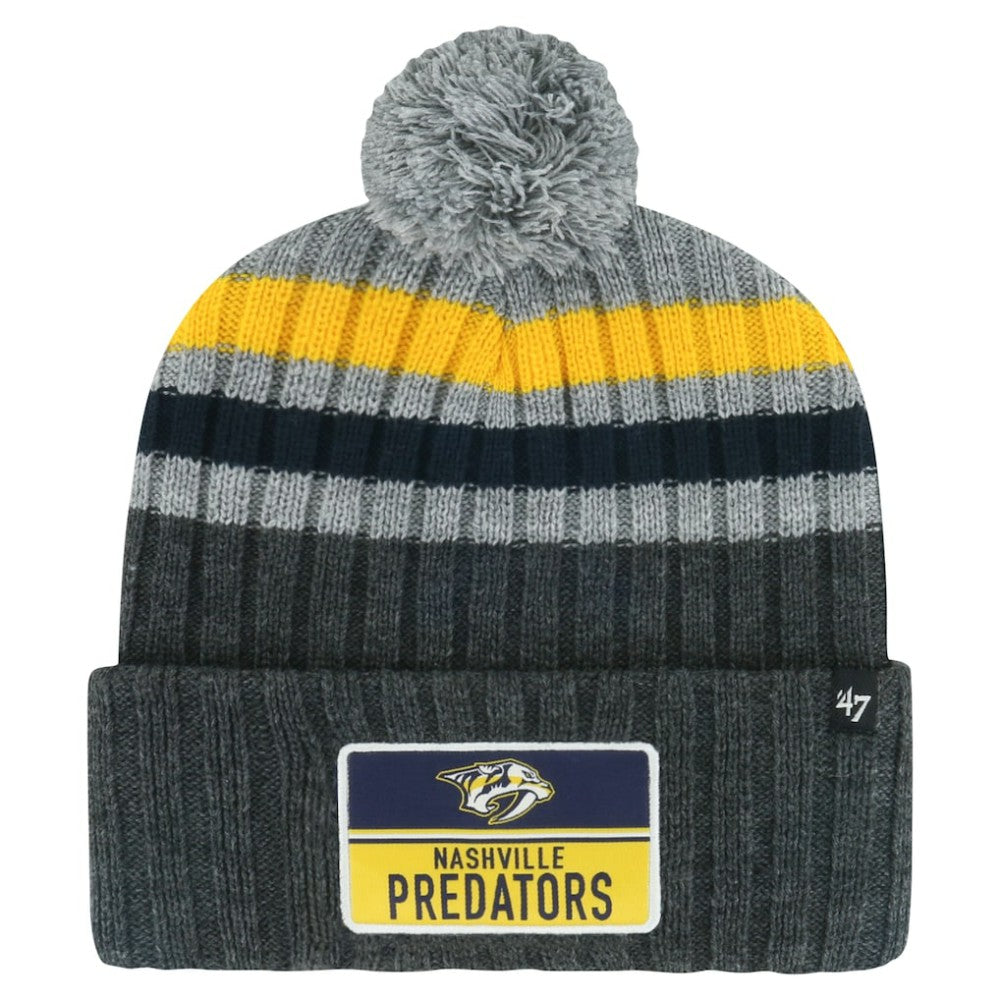 NHL Nashville Predators '47 Stack Patch Cuffed Knit Hat with Pom