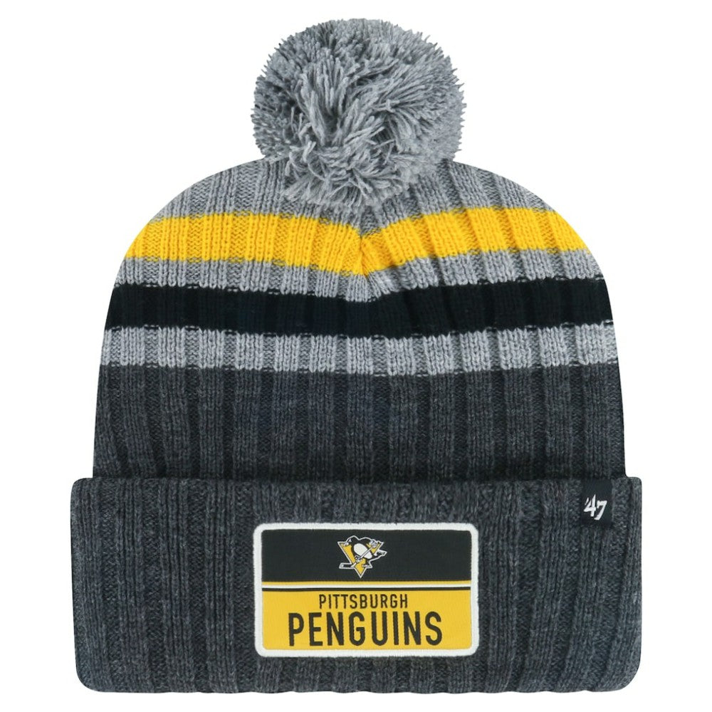 NHL Pittsburgh Penguins '47 Stack Patch Cuffed Knit Hat with Pom