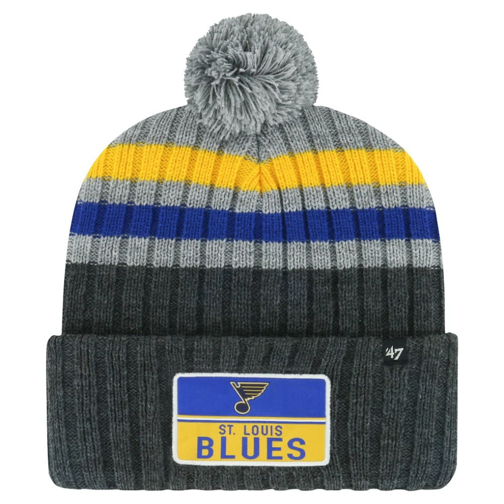 NHL St. Louis Blues '47 Stack Patch Cuffed Knit Hat with Pom