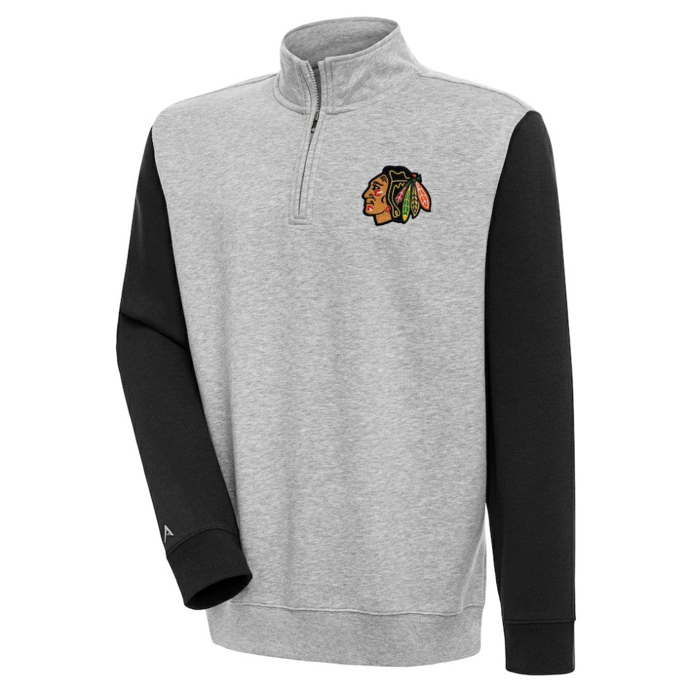 NHL Chicago Blackhawks Antigua Victory Colorblock Quarter-Zip Pullover Top
