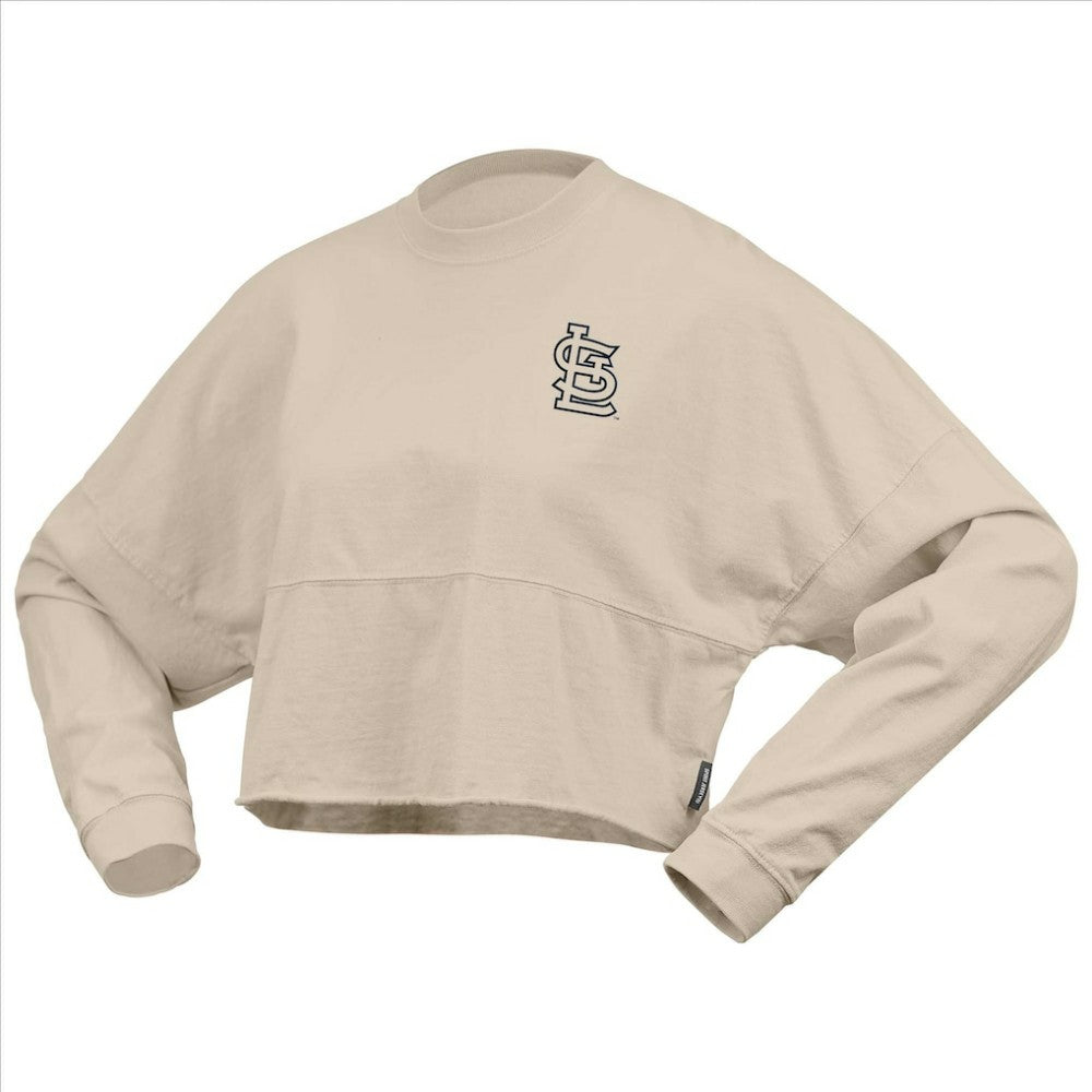 Cream St. Louis Cardinals Fanatics Women's Long Sleeve Cropped Jersey T-Shirt