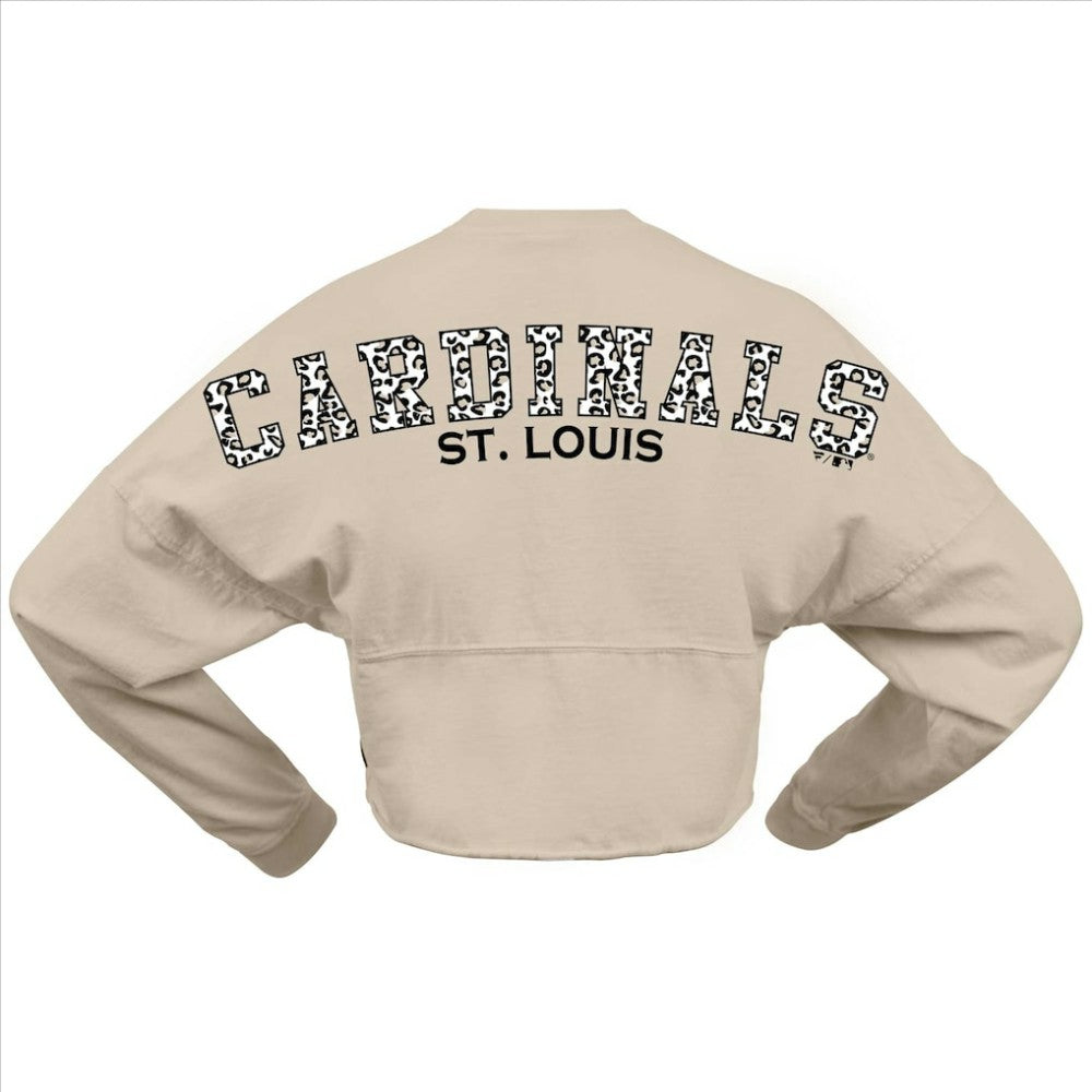 Cream St. Louis Cardinals Fanatics Women's Long Sleeve Cropped Jersey T-Shirt