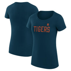 Navy Detroit Tigers G-III 4Her by Carl Banks Women's Super-Slim Fit Lightweight Dot Print T-Shirt
