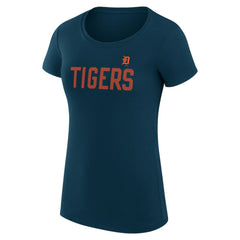 Navy Detroit Tigers G-III 4Her by Carl Banks Women's Super-Slim Fit Lightweight Dot Print T-Shirt