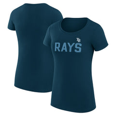 Navy Tampa Bay Rays G-III 4Her by Carl Banks Women's Super-Slim Fit Lightweight Dot Print T-Shirt