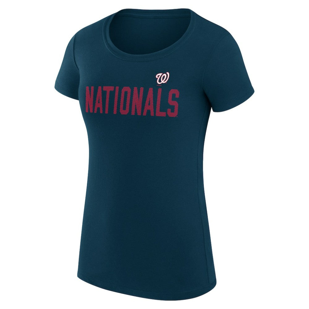 Navy Washington Nationals G-III 4Her by Carl Banks Women's Super-Slim Fit Lightweight Dot Print T-Shirt