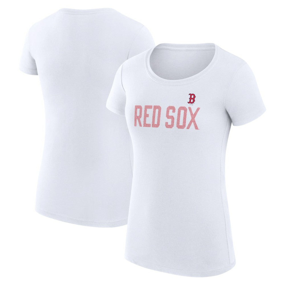 White Boston Red Sox G-III 4Her by Carl Banks Women's Super-Slim Fit Lightweight Dot Print T-Shirt