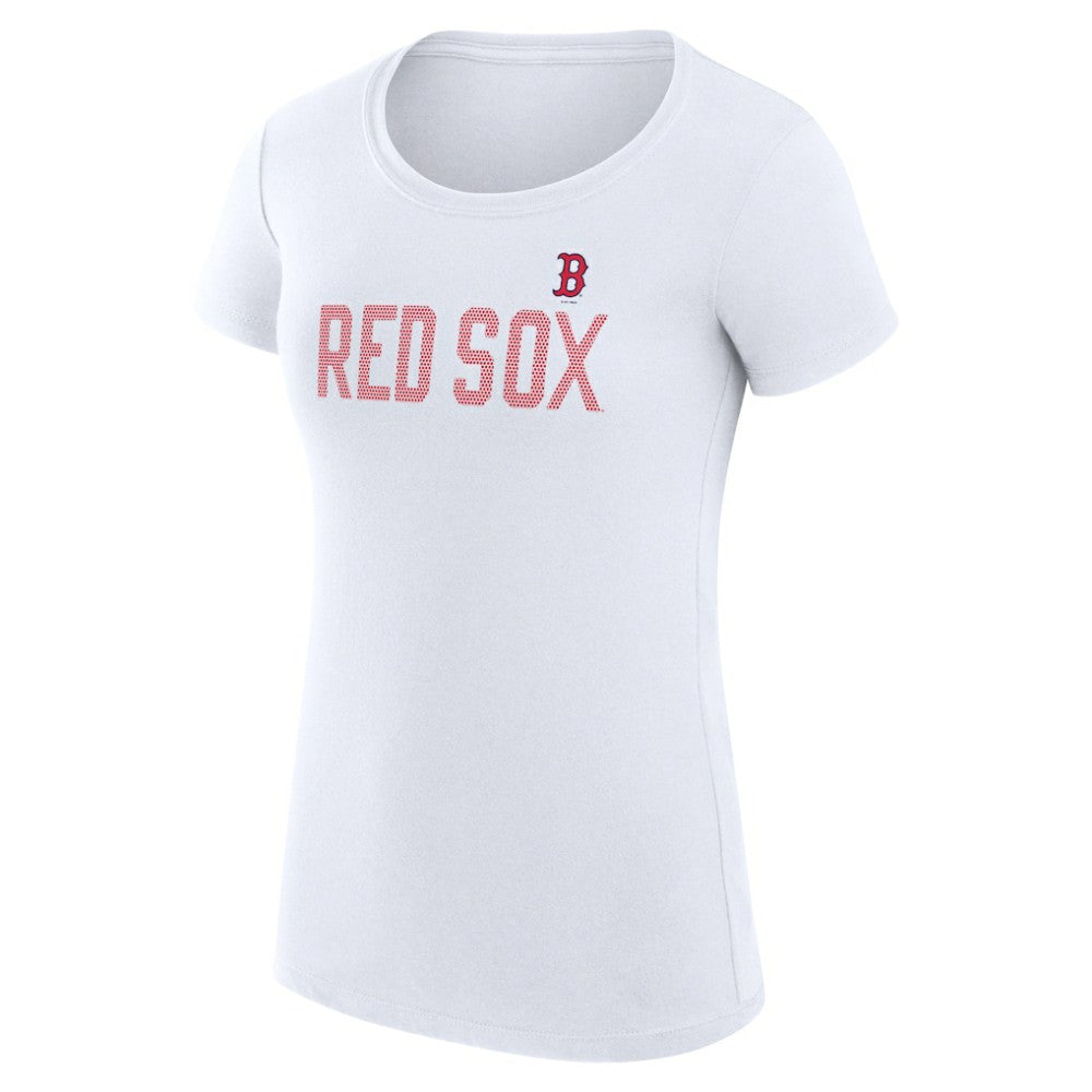 White Boston Red Sox G-III 4Her by Carl Banks Women's Super-Slim Fit Lightweight Dot Print T-Shirt