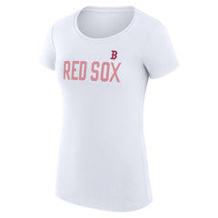White Boston Red Sox G-III 4Her by Carl Banks Women's Super-Slim Fit Lightweight Dot Print T-Shirt