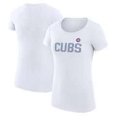 White Chicago Cubs G-III 4Her by Carl Banks Women's Super-Slim Fit Lightweight Dot Print T-Shirt