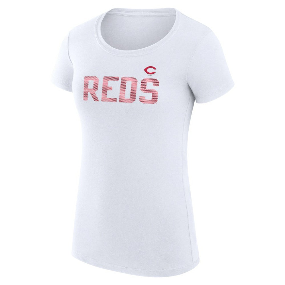 White Cincinnati Reds G-III 4Her by Carl Banks Women's Super-Slim Fit Lightweight Dot Print T-Shirt